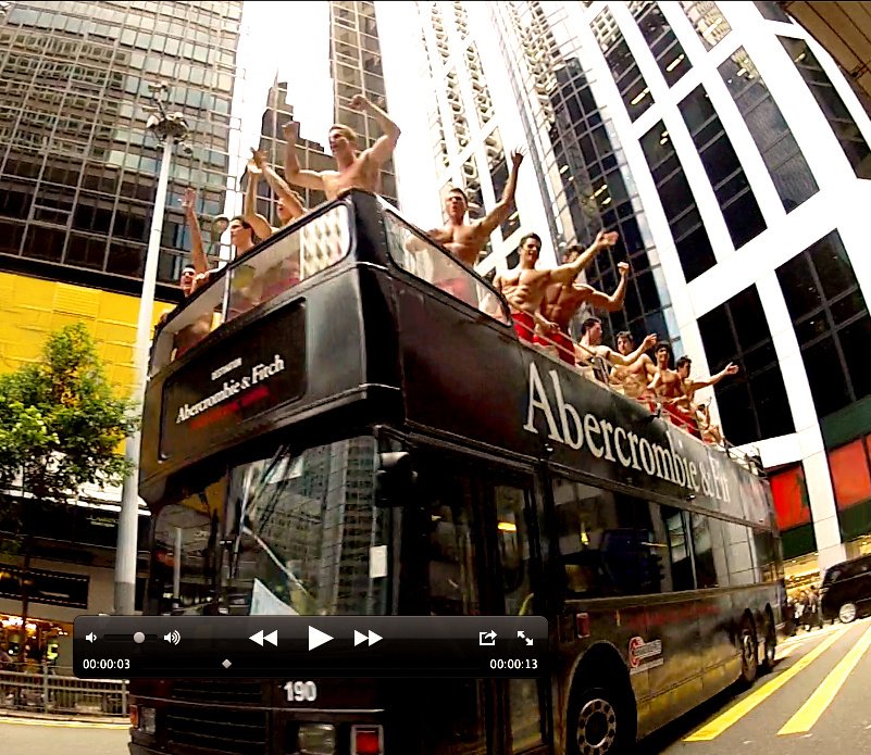 AF models spent time cruising the streets in a branded bus
