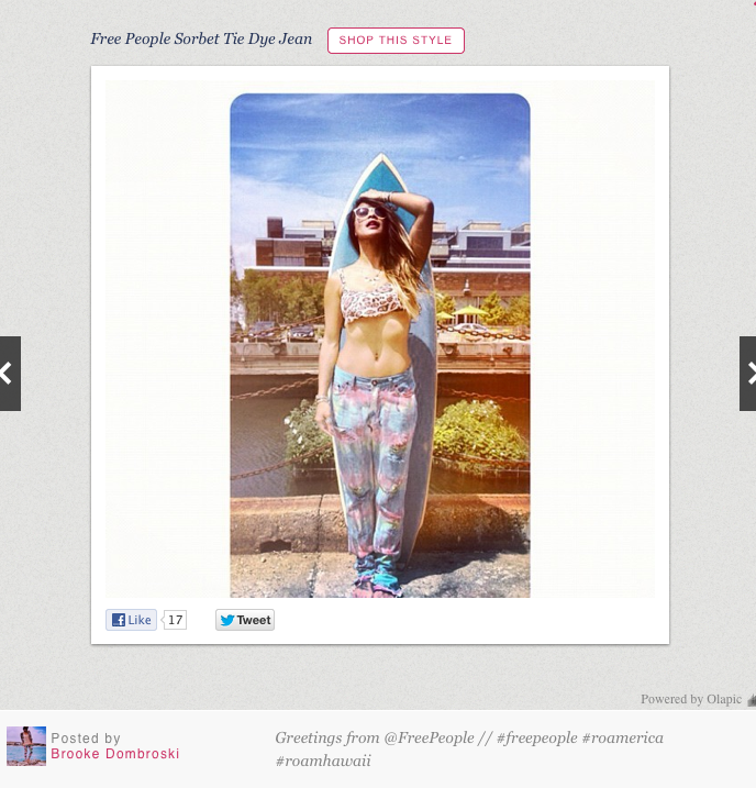 customers can share how they wear the sorbet tie dye jeans by tagging photos are fpsorbettiedye