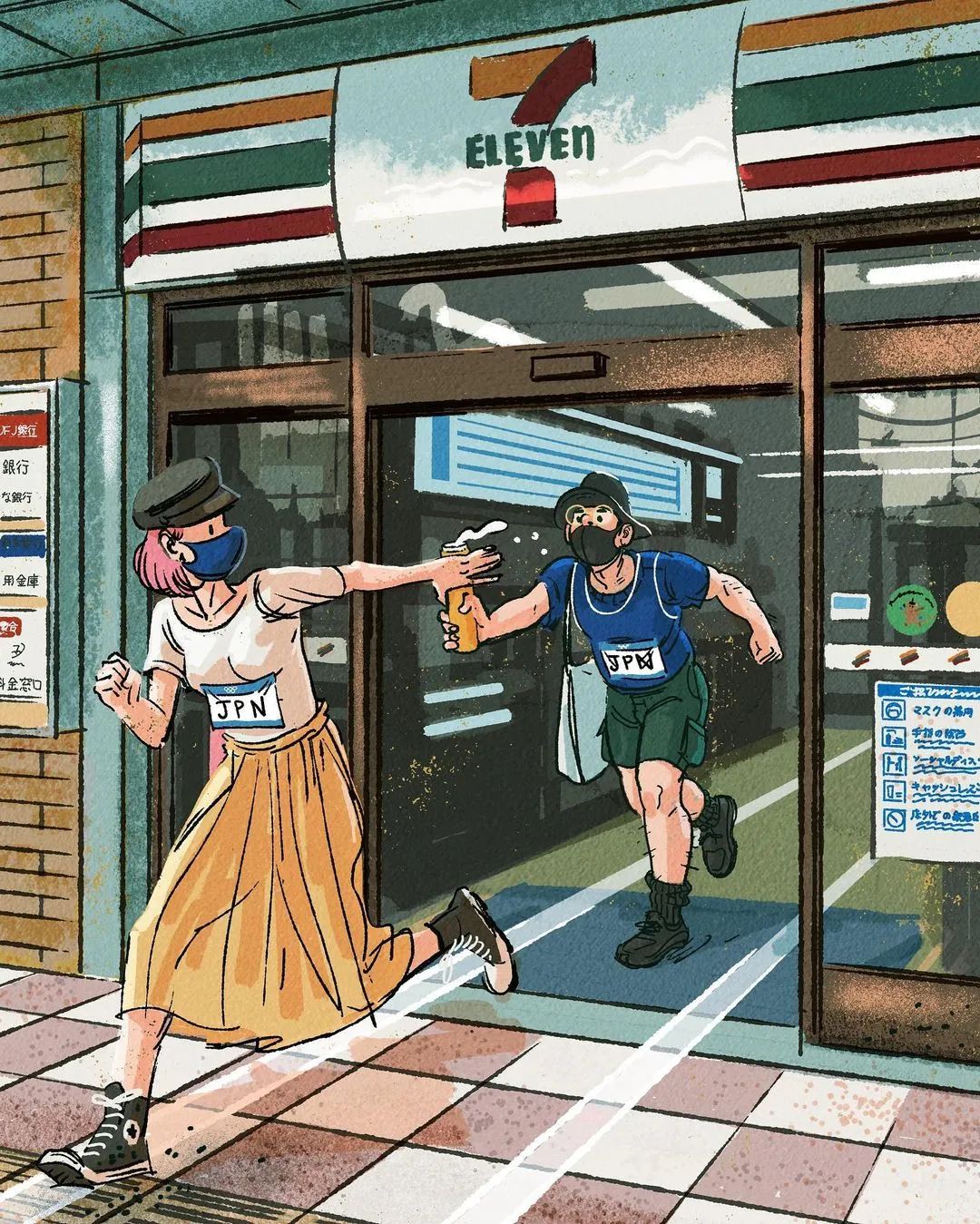 東京奧運狂想插畫，東京人化身奧運選手，特別有喜感 AD518.com 最設計 4